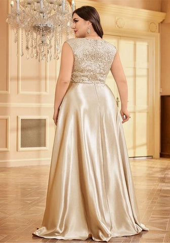 Goldenes Kleid Große Größen aus Satin