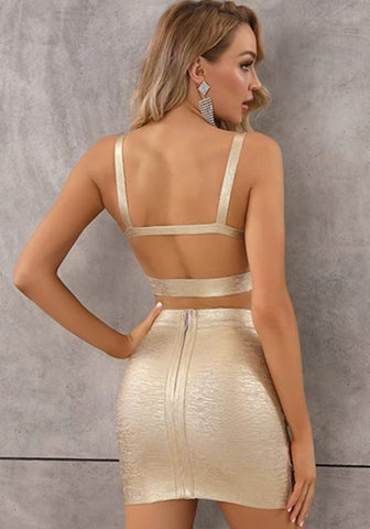 Goldenes Kleid Zweiteilige Bronzing Set