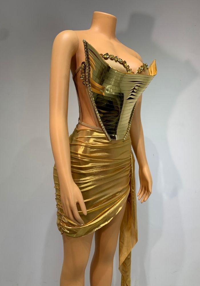 Sexy Goldenes Kleid mit Bustier