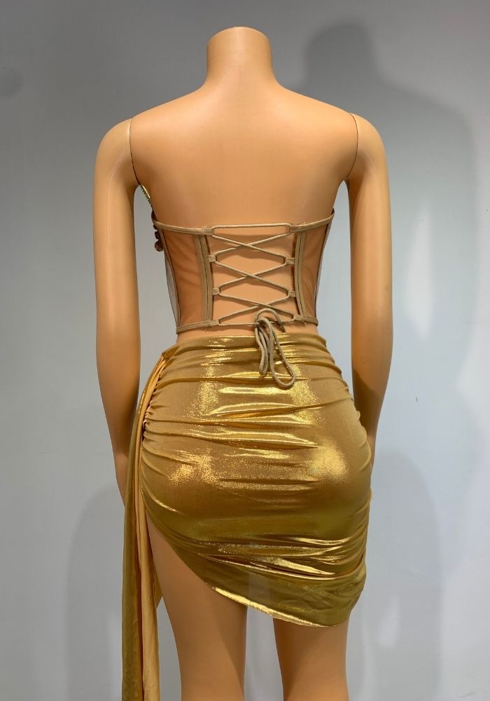 Sexy Goldenes Kleid mit Bustier