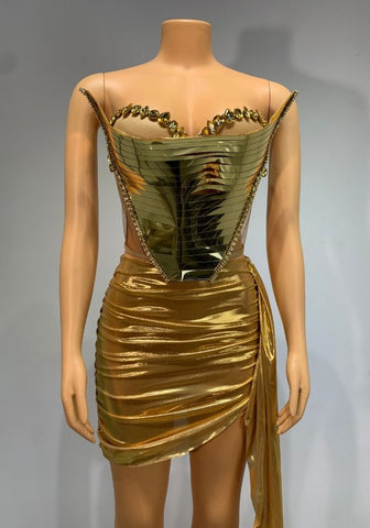 Sexy Goldenes Kleid mit Bustier